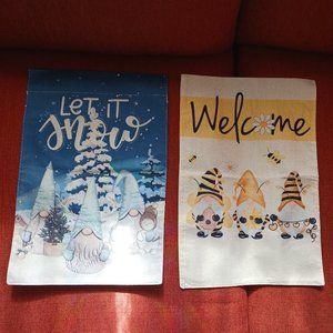 2 Seasons of GNOME Yard Flags